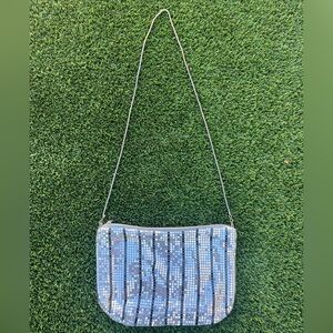 Metal Mesh Silver and Black Shoulder Bag